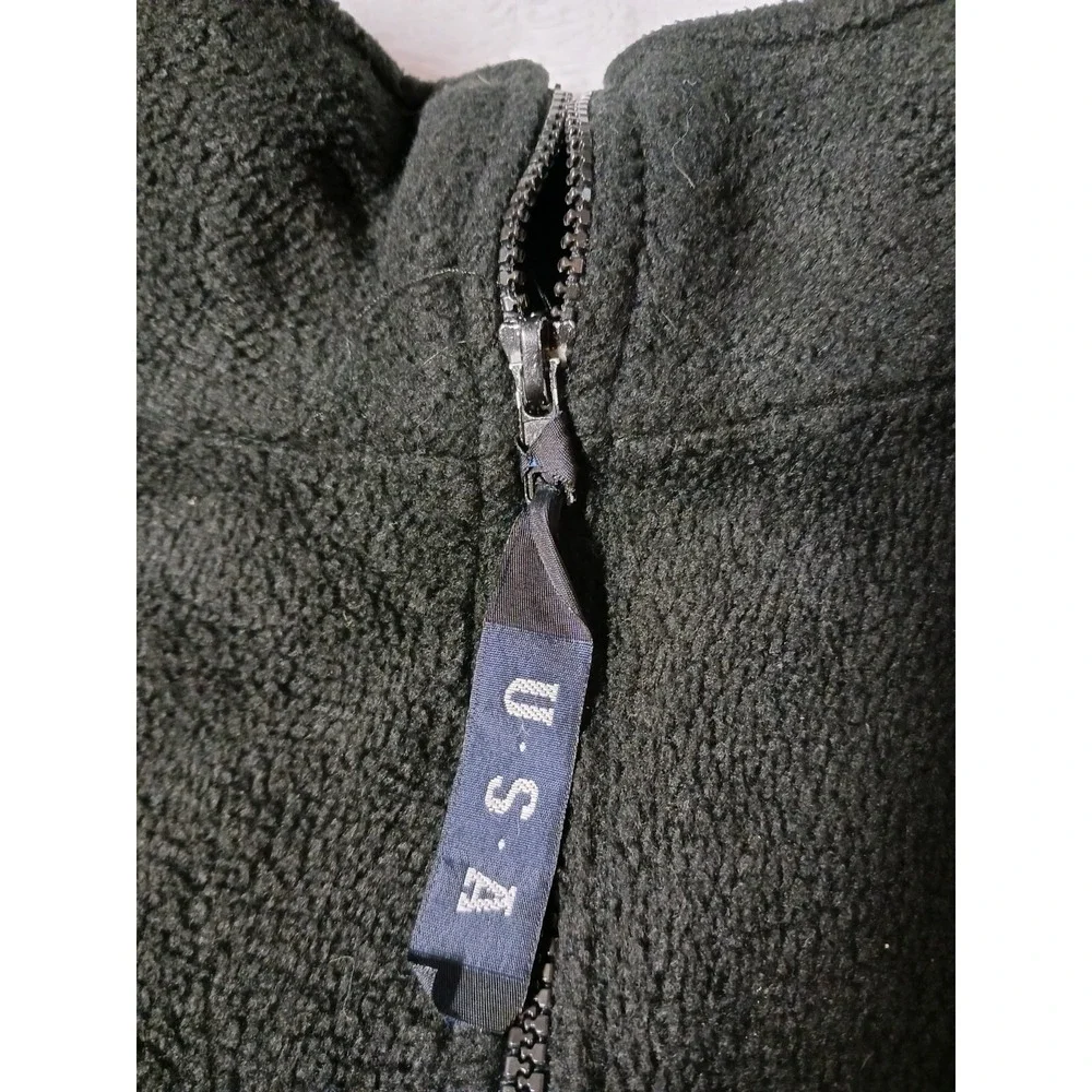 Winter Olympics Fleece Jacket Full Zip Black Torch Flame Made in USA Men's Large